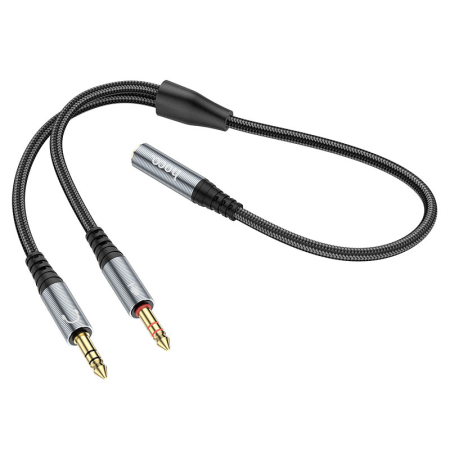 AUX CABLE HOCO UPA21 2 IN1 metal gray