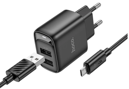 C141A Smart dual-port charger set(Micro) black