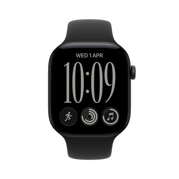 Apple Watch Series 12 GPS 46mm Black Aluminium Case with Black Sport Band - M/L
