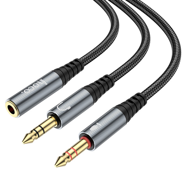 AUX CABLE HOCO UPA21 2 IN1 metal gray