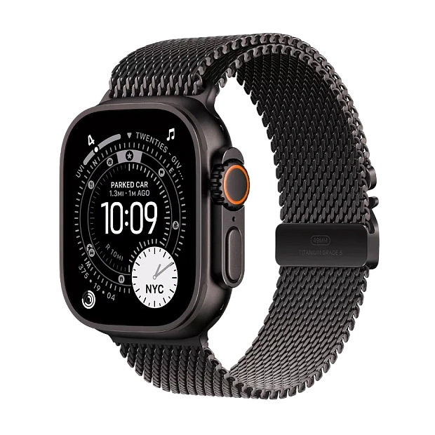 Apple Watch Ultra 3 GPS + Cellular 49mm Black Titanium Case with Black Titanium Milanese Loop - Medium MF1Q4QI/A