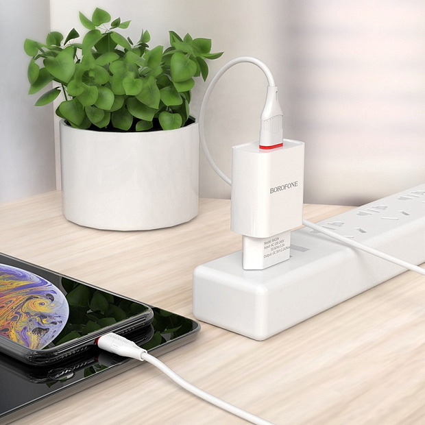 BOROFONE BA20A Sharp, set with Lightning Cable, output current 2.1A