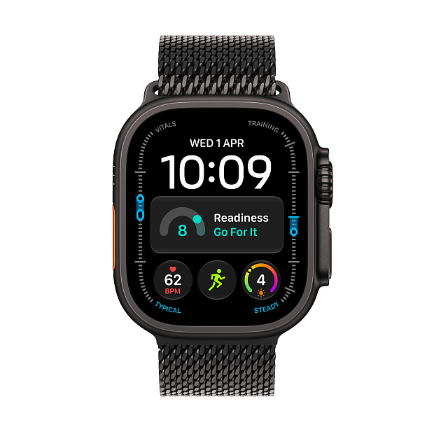 Apple Watch Ultra 4 GPS + Cellular 49mm Black Titanium Case with Black Titanium Milanese Loop - M