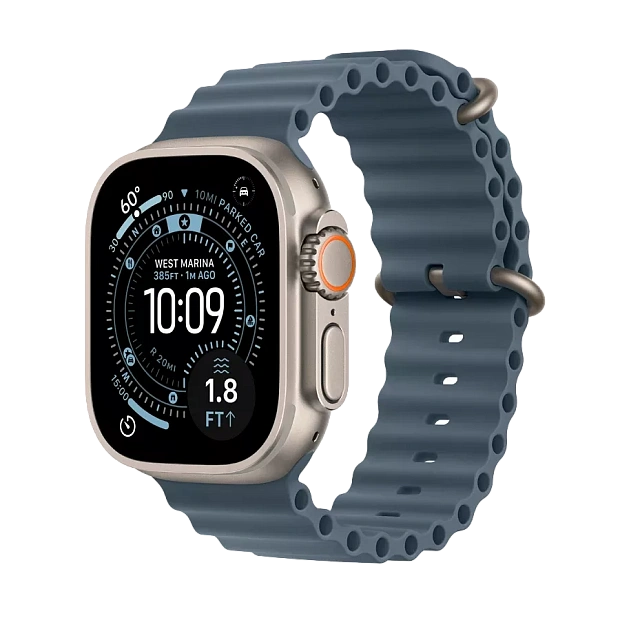 Apple Watch Ultra 3 GPS + Cellular 49mm Natural Titanium Case with Anchor Blue Ocean Band